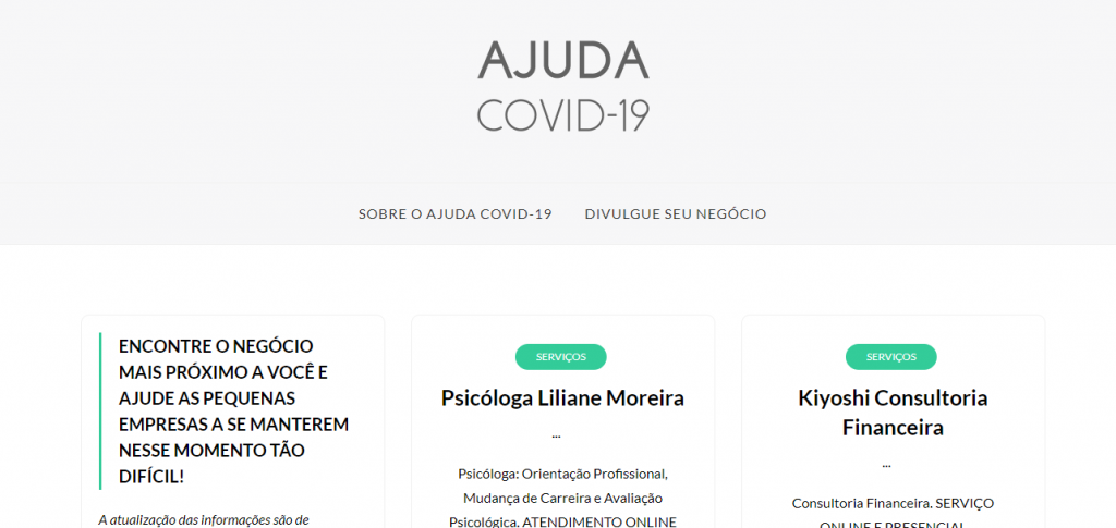 Conheça o Ajuda Covid-19: nova plataforma de divulgação de pequenas empresas